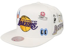 Los Angeles Lakers Hand Drawn White Snapback - Mitchell & Ness