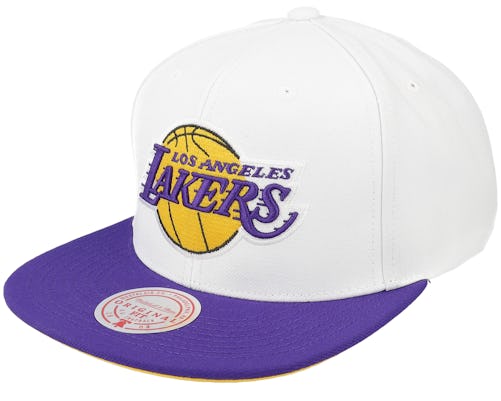 Mitchell & Ness - NBA White snapback Cap - Los Angeles Lakers Core Basic White/Purple Snapback @ Hatstore