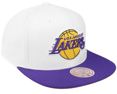 Mitchell & Ness - NBA White snapback Cap - Los Angeles Lakers Core Basic White/Purple Snapback @ Hatstore