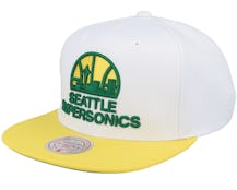 Seattle Supersonics Core Basic White/Yellow Snapback - Mitchell & Ness