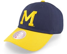 Michigan Wolverines Team 2 Tone 2.0 Dad Navy/Yellow Dad Cap - Mitchell & Ness