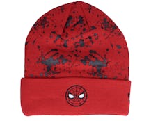 Kids Spiderman Paint Splat Knit Red Cuff - New Era