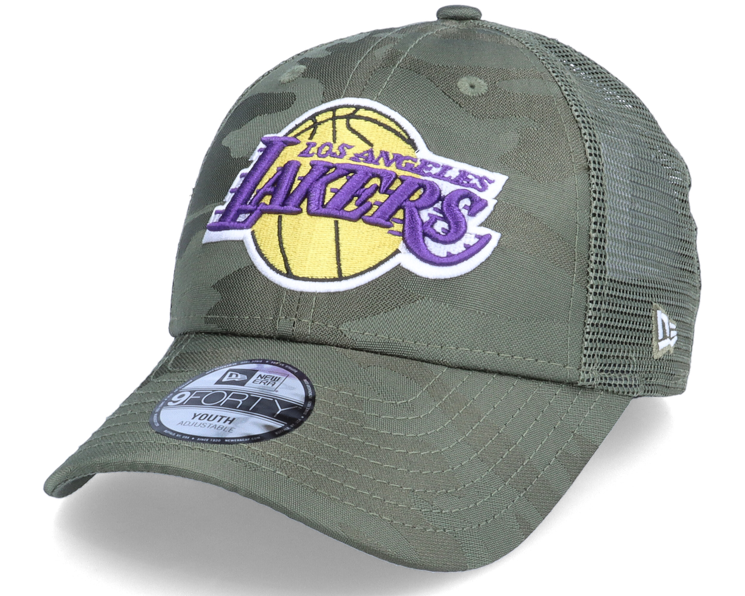Kids Los Angeles Lakers Home Field Olive Camo Trucker
