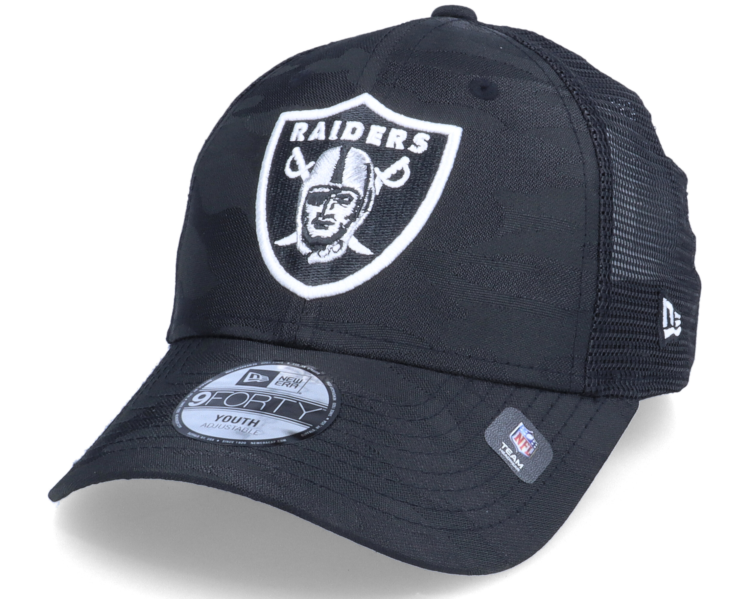 Kids Las Vegas Raiders Home Field Black Camo Trucker New Era Cap Hatstore