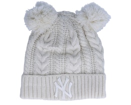 Kids New York Yankees Cuff Knit Ivory White Double Pom - New Era