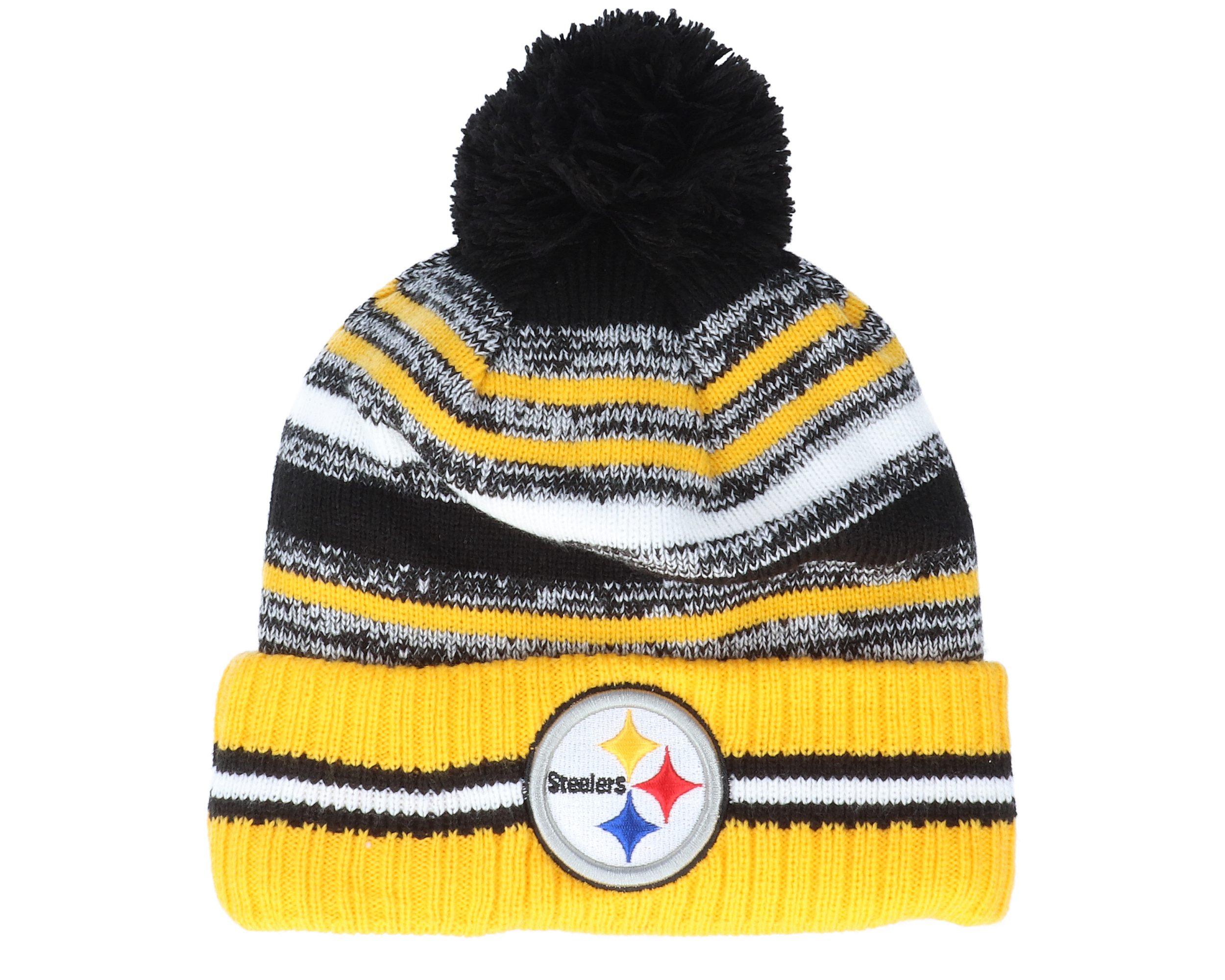 NFL New R Pittsburgh Steelers Toboggan Hat Knit Beanie Pom Winter Yellow  Black