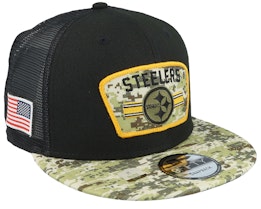 Pittsburgh Steelers NFL21 Salute To Service 9FIFTY Black/Camo Trucker - New Era
