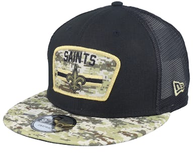 New Orleans Saints NFL21 Salute To Service 9FIFTY Black/Camo Trucker - New Era