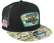 Jacksonville Jaguars NFL21 Salute To Service 9FIFTY Black/Camo Trucker - New Era