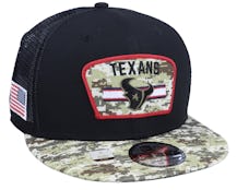 Houston Texans NFL21 Salute To Service 9FIFTY Black/Camo Trucker - New Era