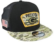Green Bay Packers NFL21 Salute To Service 9FIFTY Black/Camo Trucker - New Era