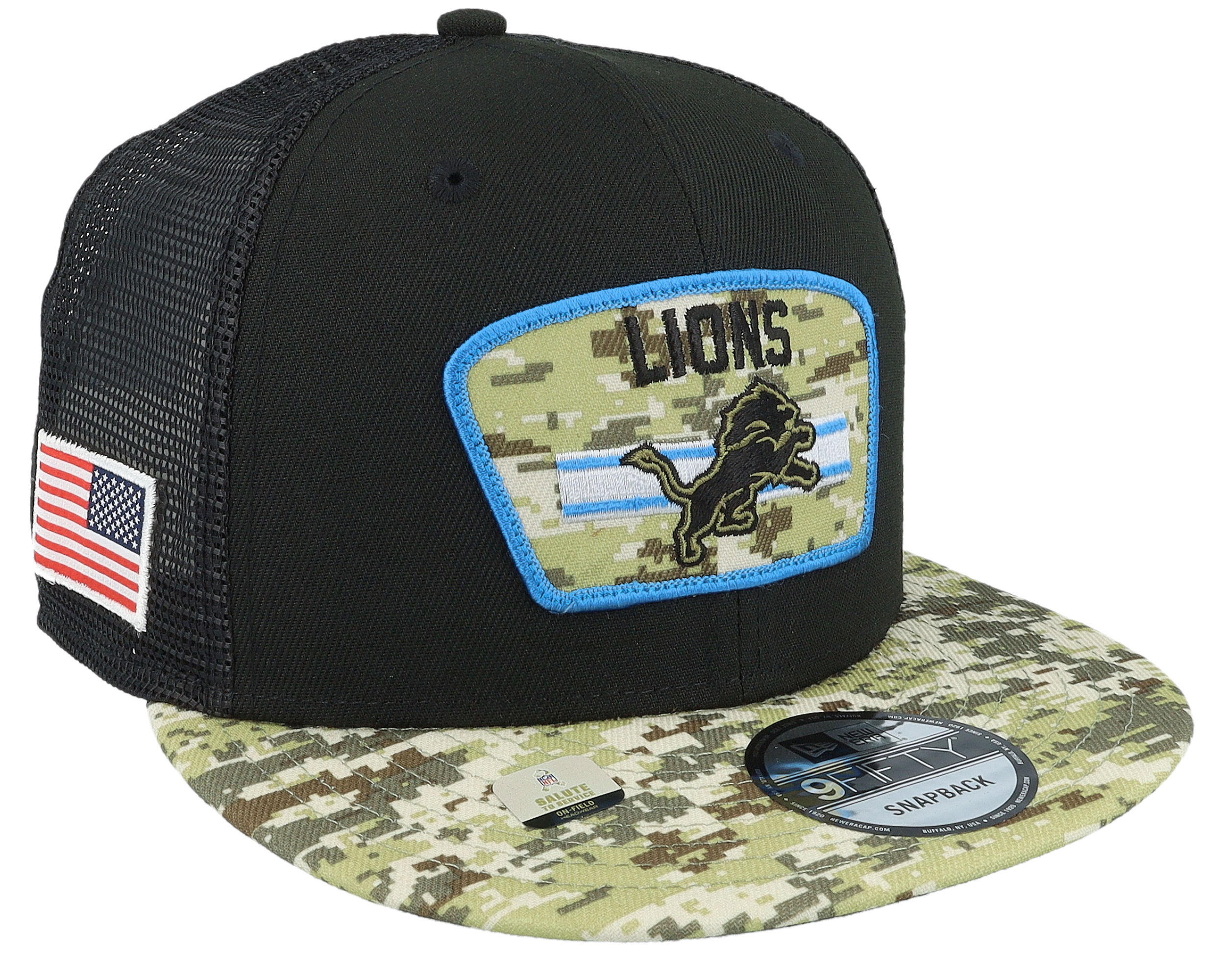 Detroit Lions New Era Youth Trucker 9FIFTY Snapback Hat - Camo