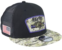 Baltimore Ravens NFL21 Salute To Service 9FIFTY Black/Camo Trucker - New Era