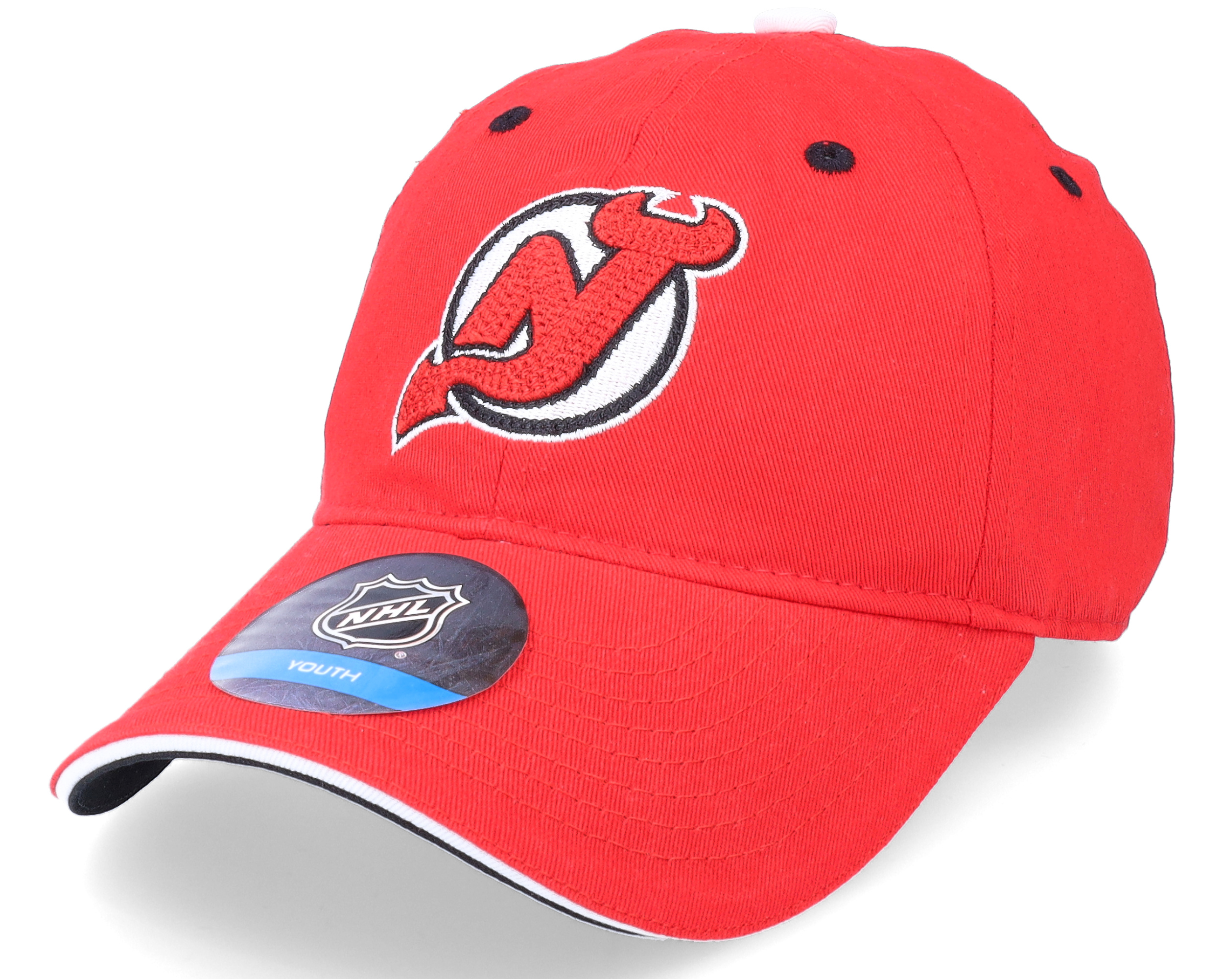 New Jersey Devils Youth Slouch Trucker Adjustable Hat - Black