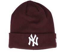 New York Yankees League Essential Beanie Maroon/White Cuff - New Era