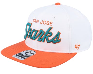 47 Brand NHL San Jose Sharks Snapback Cap In White And Orange for Men