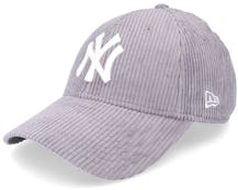 New York Yankees Womens Fashion Cord 9FORTY Grey/White Adjustable - New Era