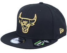 Chicago Bulls Metallic Logo 9FIFTY Black Snapback - Mitchell & Ness
