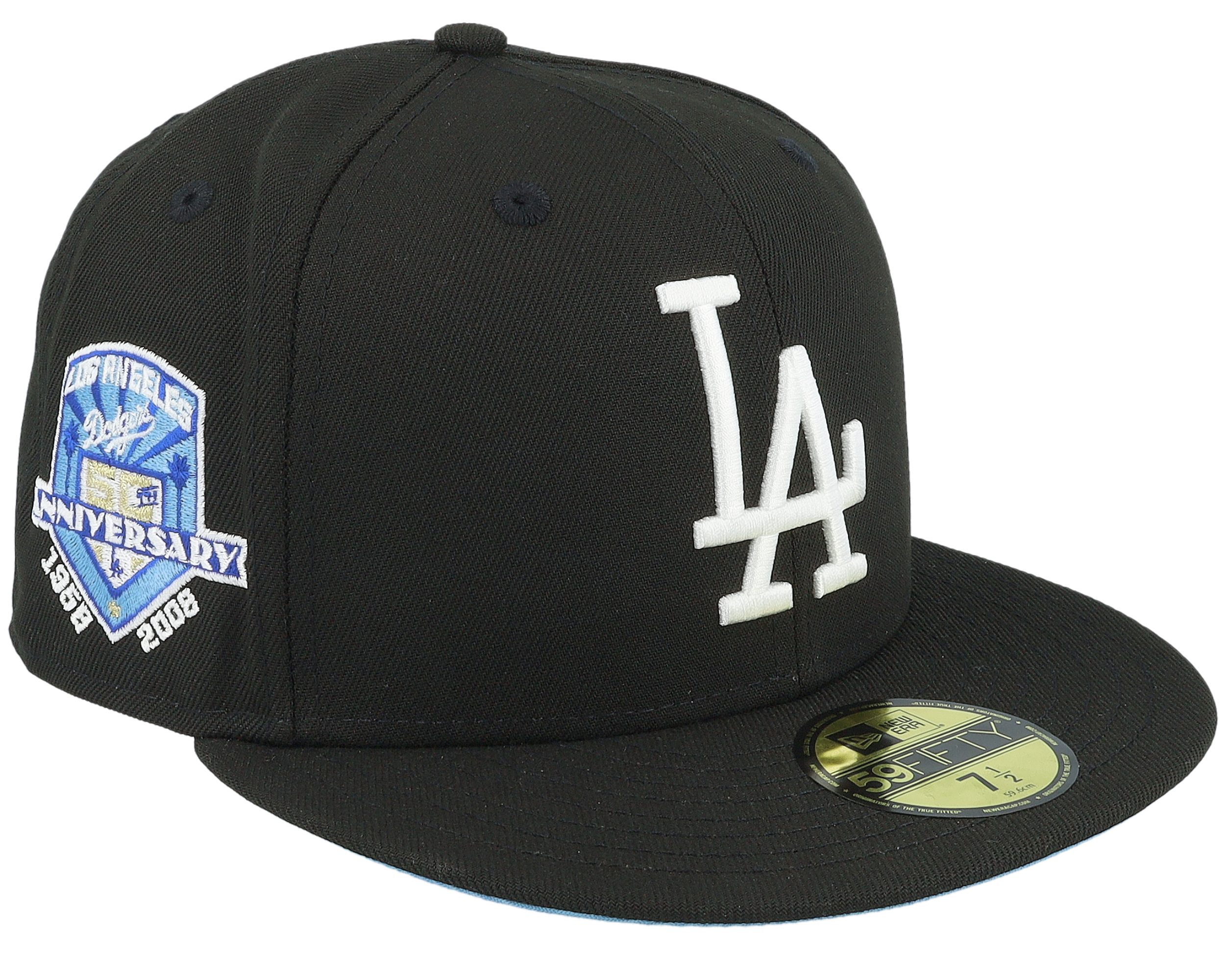 【海外限定】NEW ERA 59FIFTY Los Angeles Dodgers Black&Sky New Era LA Dodgers Black 59FIFTY Hat Size 7 3/4 Sky Blue UV