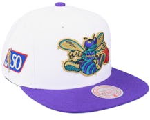 Charlotte Hornets Nba 50th Anniversary White/purple Snapback - Mitchell & Ness