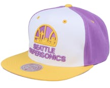 Seattle Supersonics Brotherhood White/Purple Snapback - Mitchell & Ness