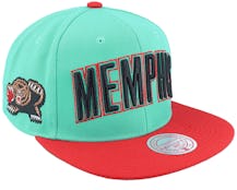 Memphis Grizzlies Side Core 2.0 Hwc Teal/Red Snapback - Mitchell & Ness