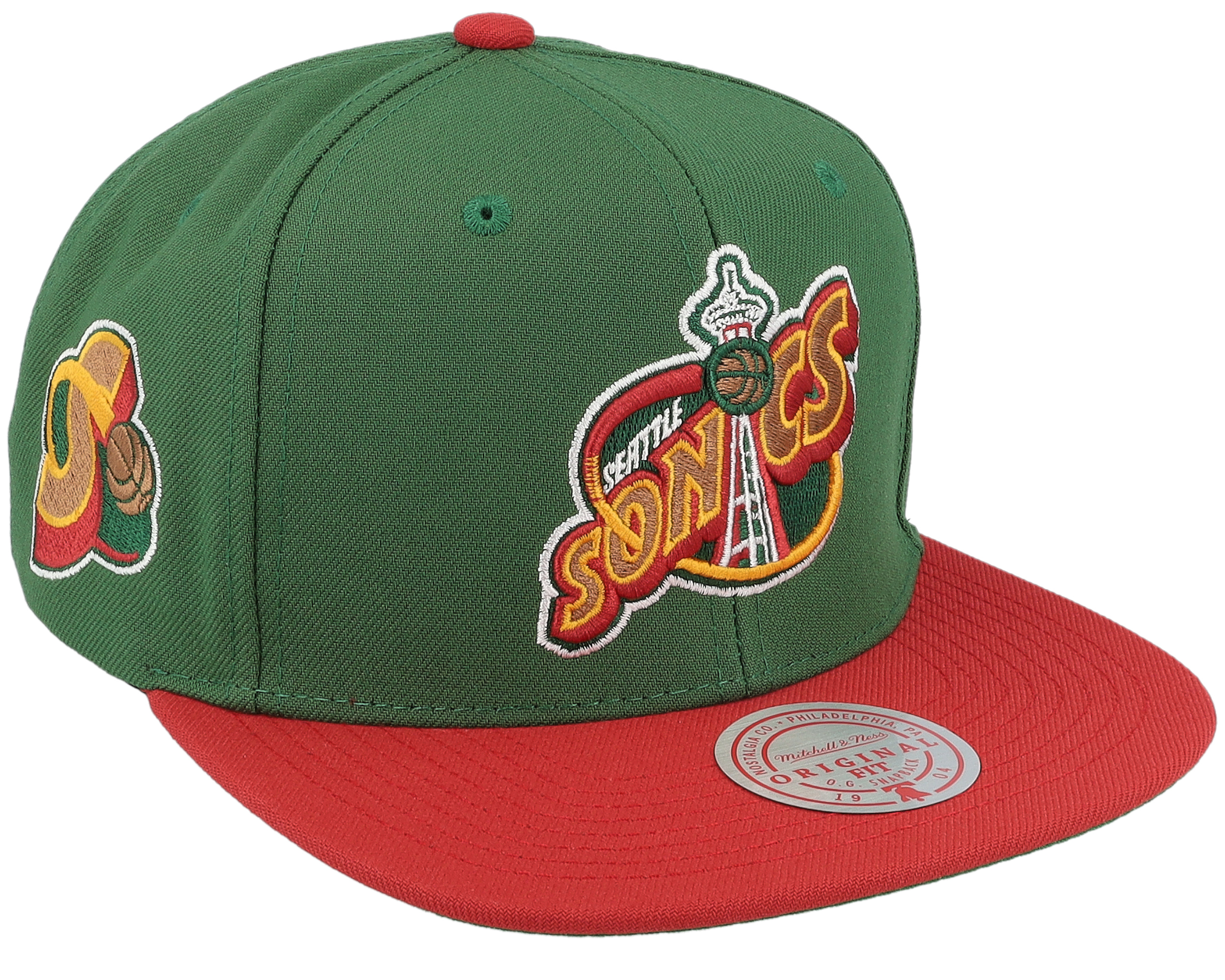 Seattle Sonics Snapback Mitchell & Ness Script Side Patch Green Red Ca –  THE 4TH QUARTER