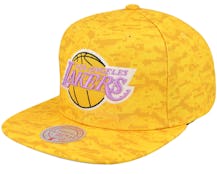 Los Angeles Lakers Team Digi Camo Yellow Snapback - Mitchell & Ness