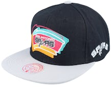 San Antonio Spurs Logo Blur Black/Grey Snapback - Mitchell & Ness