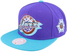 Utah Jazz Logo Blur Purple/Teal Snapback - Mitchell & Ness