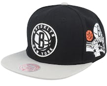 Brooklyn Nets Patch Overload Black/Grey Snapback - Mitchell & Ness