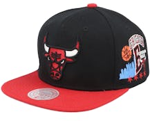Chicago Bulls Patch Overload Black/Red Snapback - Mitchell & Ness