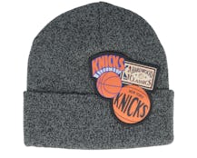 New York Knicks XL Logo Patch Knit Heather Black Cuff - Mitchell & Ness