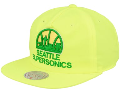 Seattle Supersonics Neon Nylon Yellow Snapback - Mitchell & Ness