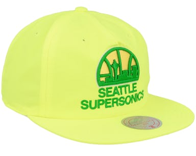 Seattle Supersonics Neon Nylon Yellow Snapback - Mitchell & Ness
