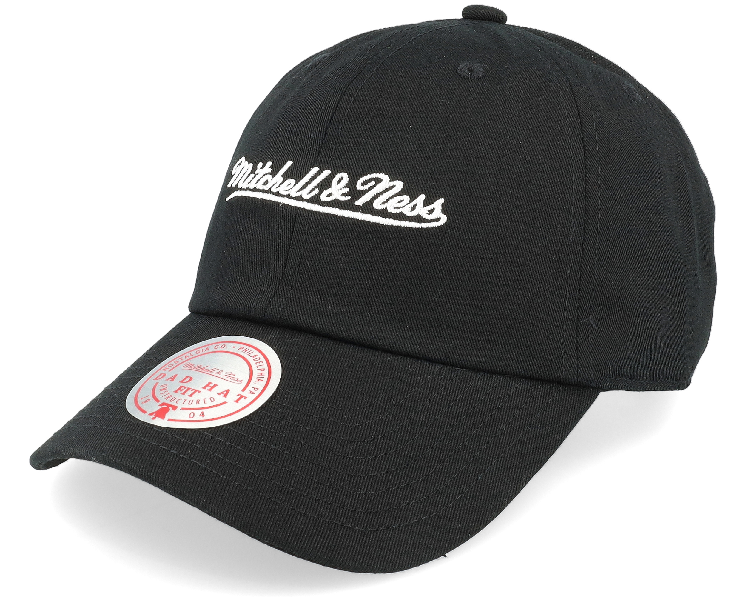 Pinscript Black Dad Cap - Mitchell & Ness cap | Hatstoreworld.com