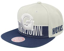 Georgetown Hoyas Half & Half Navy/Grey Snapback - Mitchell & Ness