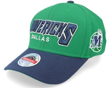 Dallas Mavericks Shredder Stretch Green/Navy Adjustable - Mitchell & Ness