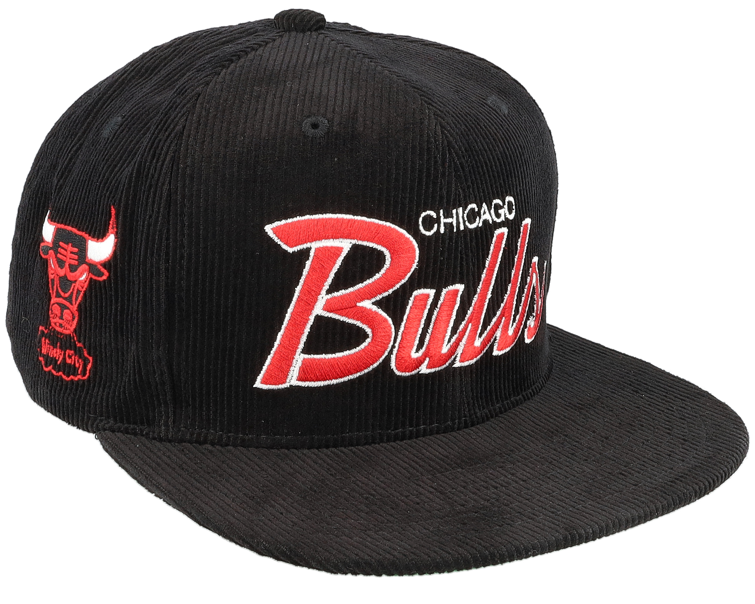 Chicago Bulls Cord Script Black Snapback - Mitchell & Ness cap