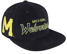 Michigan Wolverines Cord Script Black Snapback - Mitchell & Ness