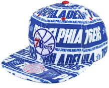 Philadelphia 76ers Meat Paper Blue Snapback - Mitchell & Ness