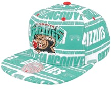 Mitchell & Ness - NBA Blue Snapback Cap - Vancouver Grizzlies Pinwheel of Fortune Teal/Black Snapback @ Hatstore