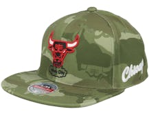 Chicago Bulls Tonal Green Camo Stretch Fitted - Mitchell & Ness