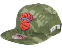 New York Knicks Tonal Camo Stretch Green Camo Fitted - Mitchell & Ness