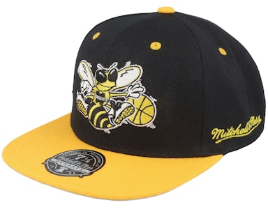 Mitchell and Ness Charlotte Hornets Fitted Hat Black/Yellow