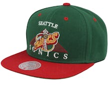 Seattle Supersonics Monument Green/Red Snapback - Mitchell & Ness