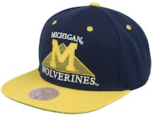 Michigan Wolverines Monument Blue Snapback - Mitchell & Ness