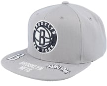 Brooklyn Nets Front Face Grey Snapback - Mitchell & Ness