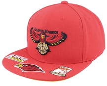 Atlanta Hawks Front Face Red Snapback - Mitchell & Ness