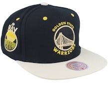 Golden State Warriors Pin Drop Black/Stone Snapback - Mitchell & Ness